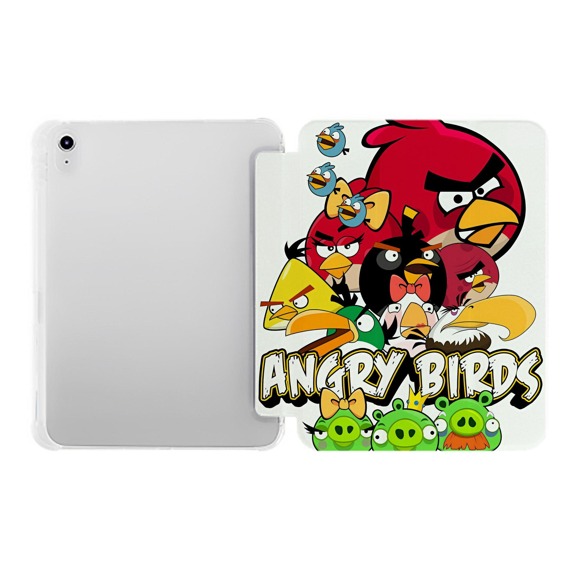 （画像用） Angry Birds アングリーバード IPad ケース ペン収納付き 三つ折りスタンド PUレザー×シリコン 対応機種9.5/10.5/10.9インチ